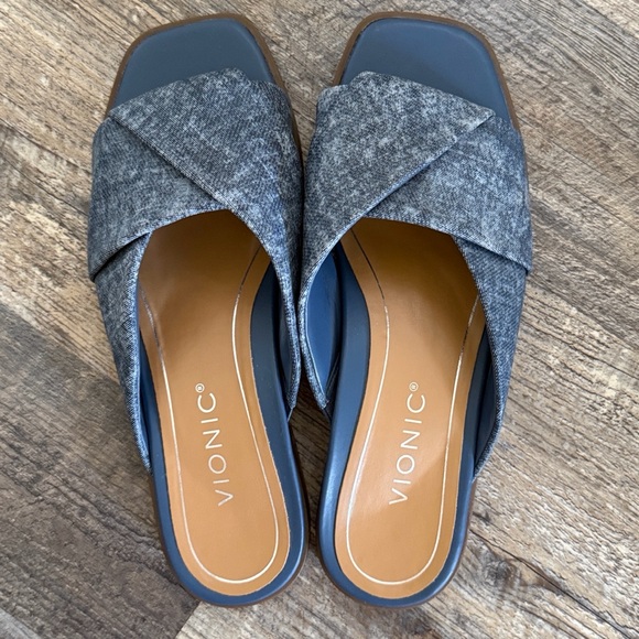 Vionic Shoes - Vionic Women's US 6 Miramar Blue Denim Slip On Slide Sandal Contoured Comfort